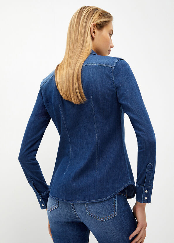 Women's Liu Jo Denim Shirts Blue | CFU-912875