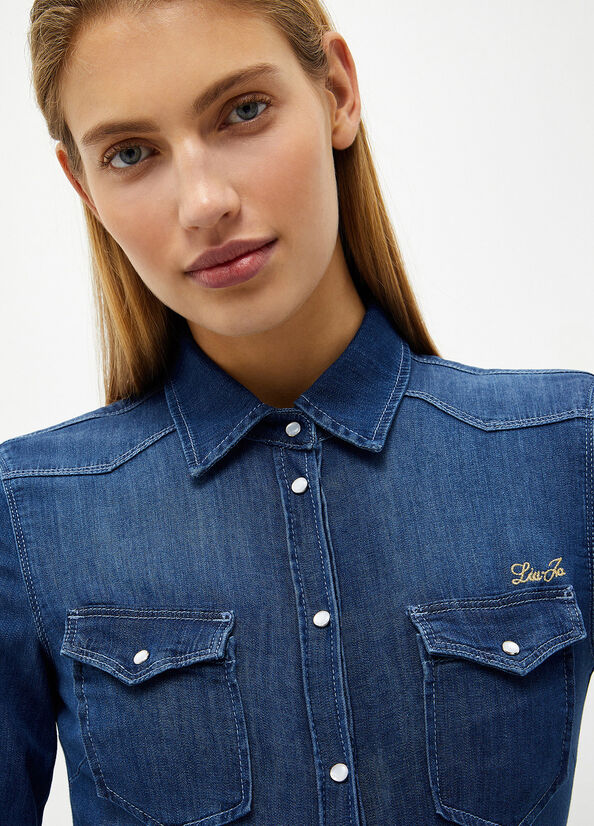 Women's Liu Jo Denim Shirts Blue | CFU-912875