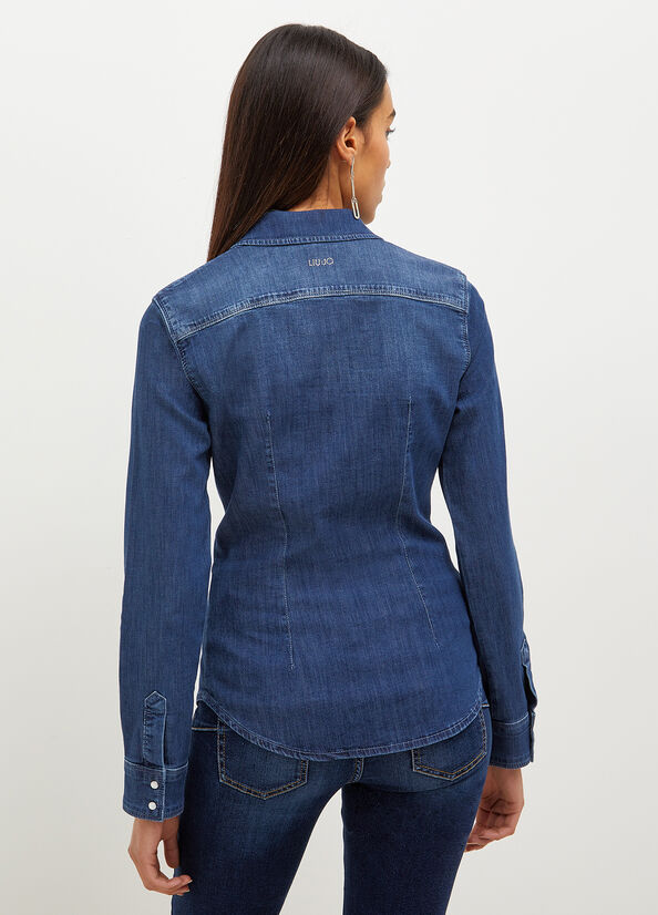 Women's Liu Jo Denim Shirts Blue | OLY-129463