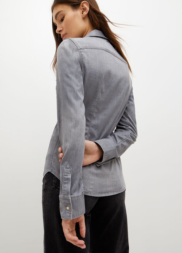 Women's Liu Jo Denim Shirts Grey | RVJ-850729