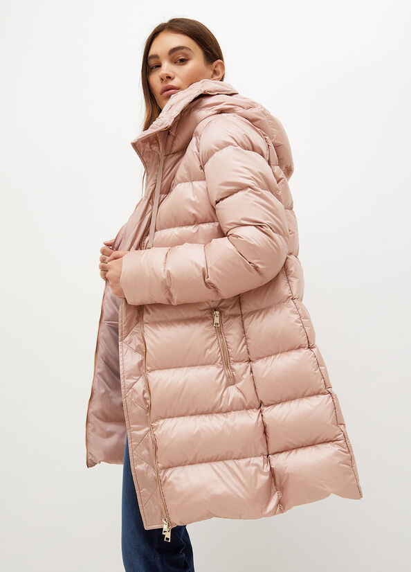 Women\'s Liu Jo Down In Quilted Technical Fabric Coats Pink | BYO-329740