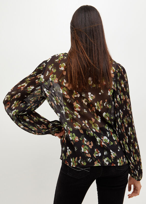 Women's Liu Jo Eco-Friendly Camouflage Blouse Shirts Black | FIO-416372