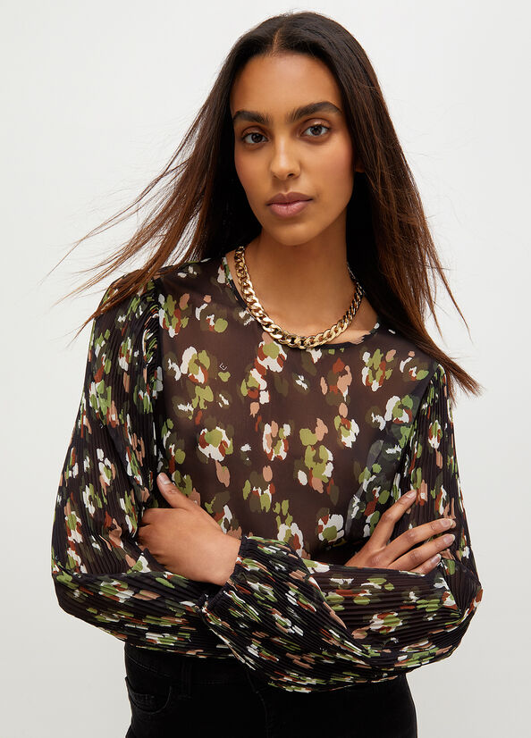 Women's Liu Jo Eco-Friendly Camouflage Blouse Shirts Black | FIO-416372