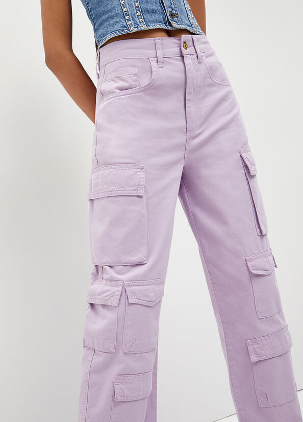 Women's Liu Jo Eco-Friendly Cargo Straight-Fit Jeans Purple | TRE-406315