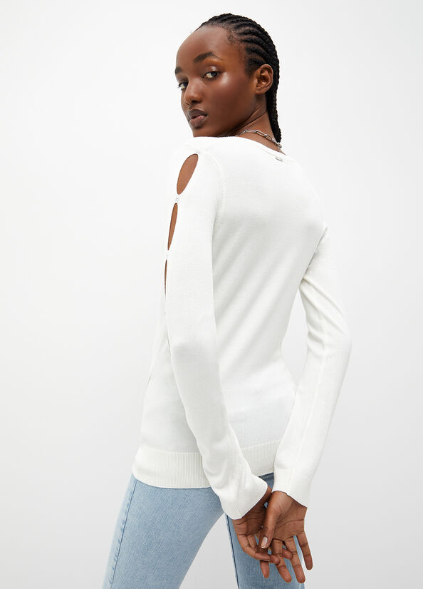 Women's Liu Jo Eco-Friendly Cut-Out Sweaters White | HBI-097132