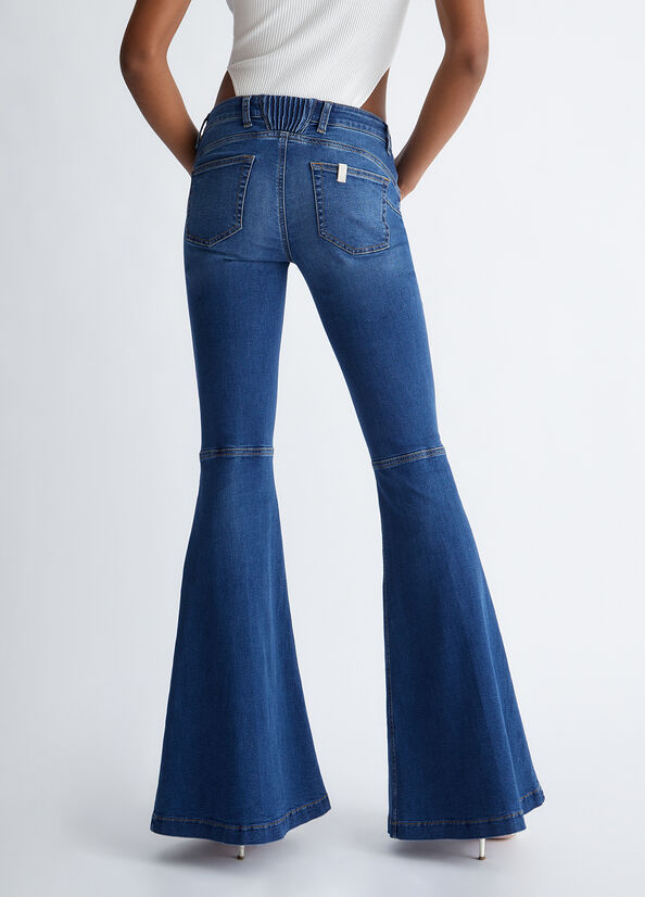 Women's Liu Jo Eco-Friendly Flare Straight-Fit Jeans Dark Blue | XKC-509417