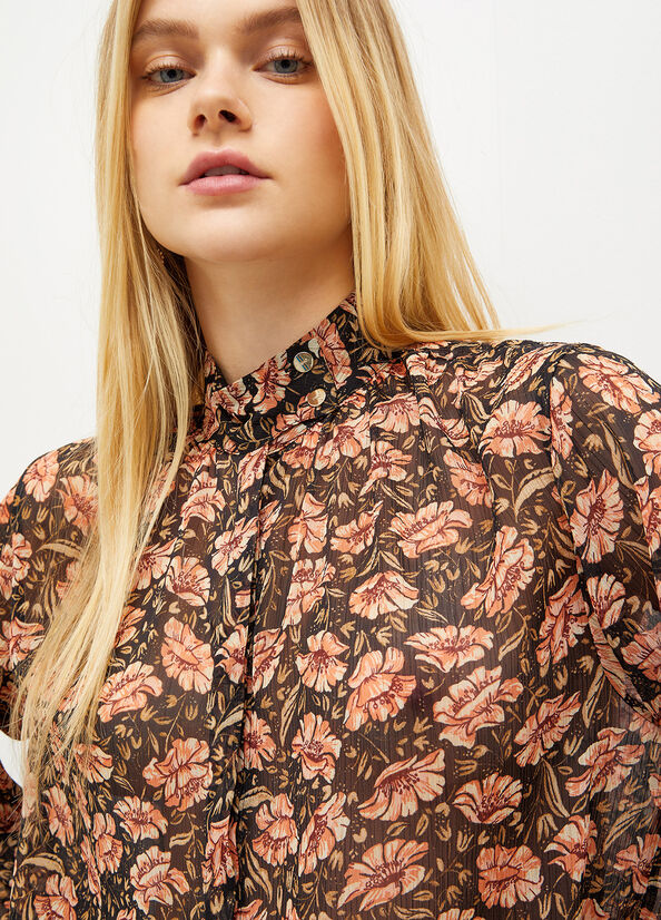 Women's Liu Jo Eco-Friendly Floral Shirts Black | ACD-942870