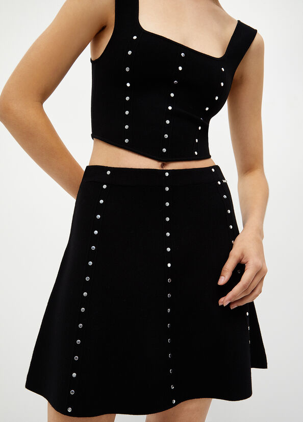 Women's Liu Jo Eco-Friendly Mini With Studs Skirts Black | KZC-127596