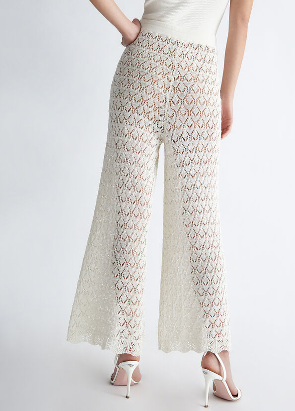 Women's Liu Jo Eco-Friendly Open-Knit Pants White | NQT-264791