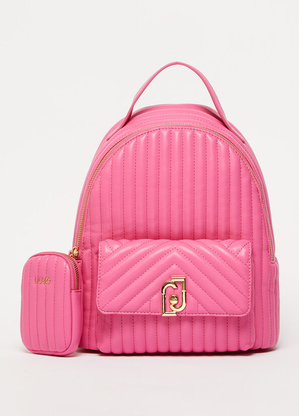 Women's Liu Jo Eco-Friendly Quilted Backpacks Pink | EHQ-614785