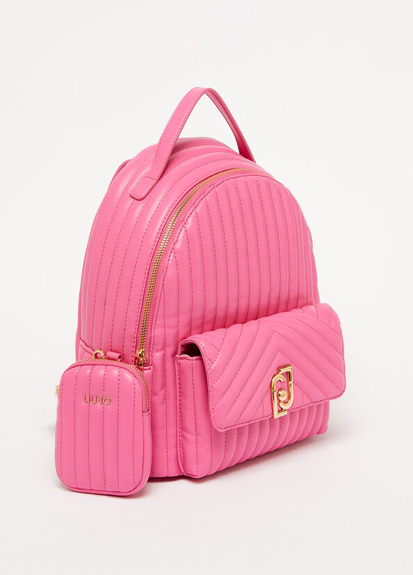 Women's Liu Jo Eco-Friendly Quilted Backpacks Pink | EHQ-614785