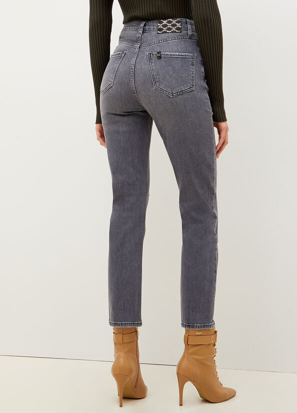 Women's Liu Jo Eco-Friendly Straight Straight-Fit Jeans Grey | IDR-749012