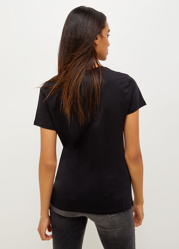 Women's Liu Jo Eco-Friendly T Shirts Black | SEQ-786235