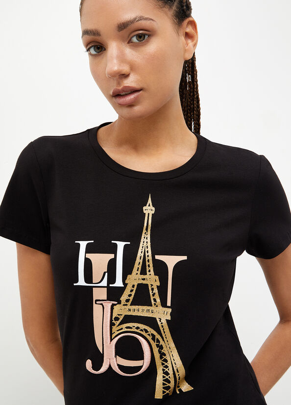 Women's Liu Jo Eco-Friendly T Shirts Black | SVZ-902314