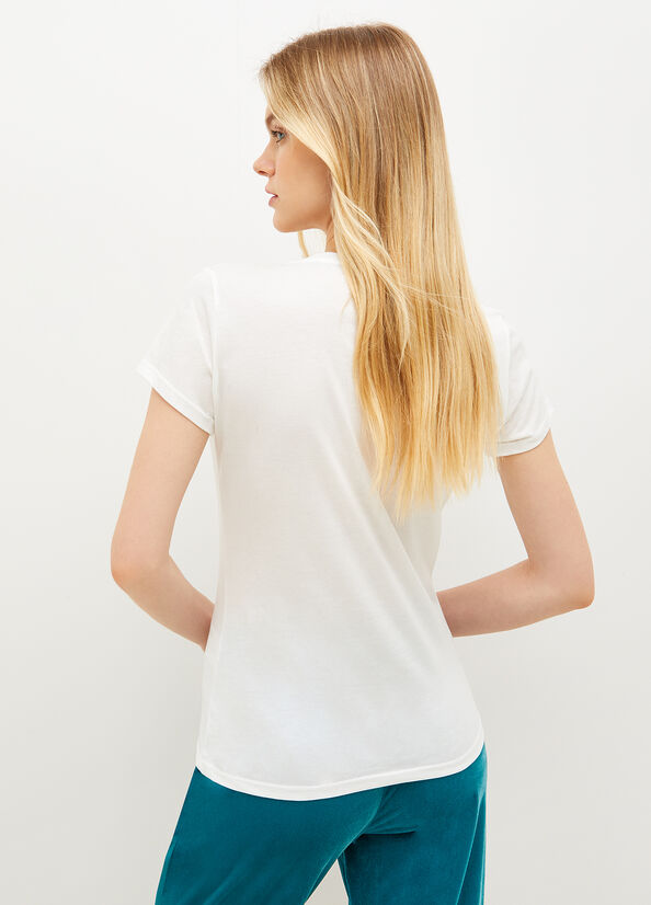 Women's Liu Jo Eco-Friendly T Shirts White | DTJ-609482