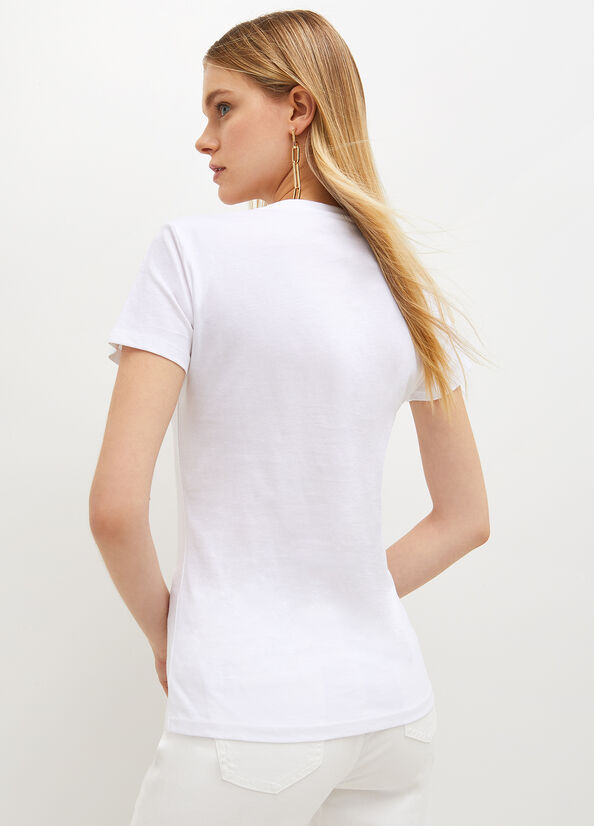 Women's Liu Jo Eco-Friendly T Shirts White / Red | YHL-180354