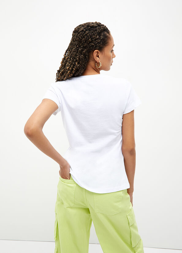 Women's Liu Jo Eco-Friendly With Gemstones Tops White | QOL-950674