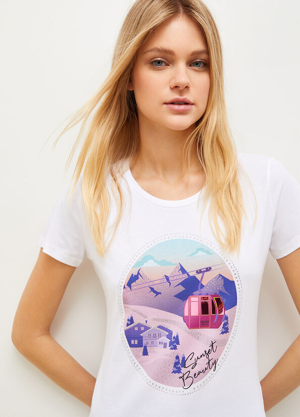 Women's Liu Jo Eco-Friendly With Graphic Print T Shirts Blue | TGN-653891