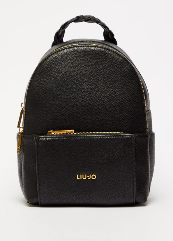 Women's Liu Jo Eco-Friendly With Logo Backpacks Black | DJP-705348