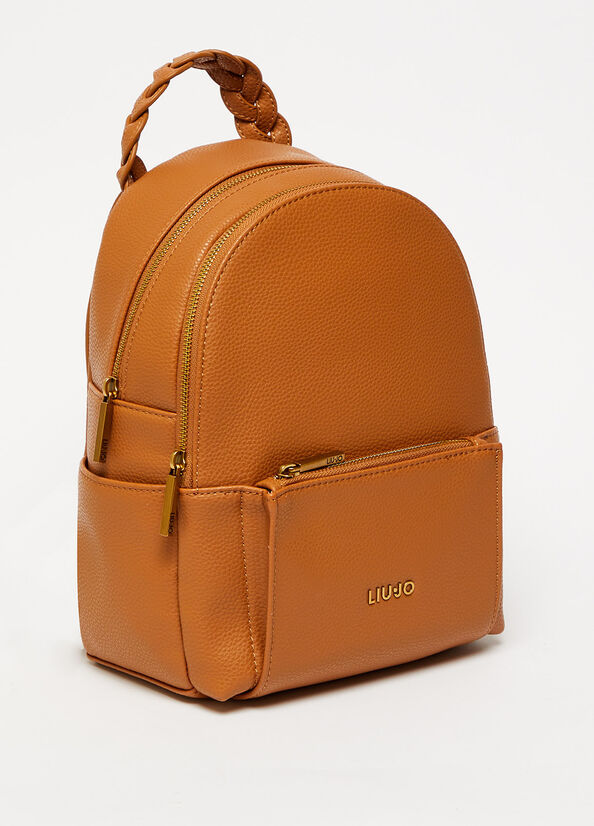 Women's Liu Jo Eco-Friendly With Logo Backpacks Brown | YNB-150683