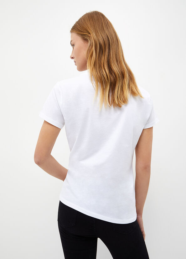 Women's Liu Jo Eco-Friendly With Logo Tops White | EIO-041376