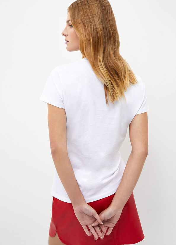 Women's Liu Jo Eco-Friendly With Logo Tops White | FIX-084123