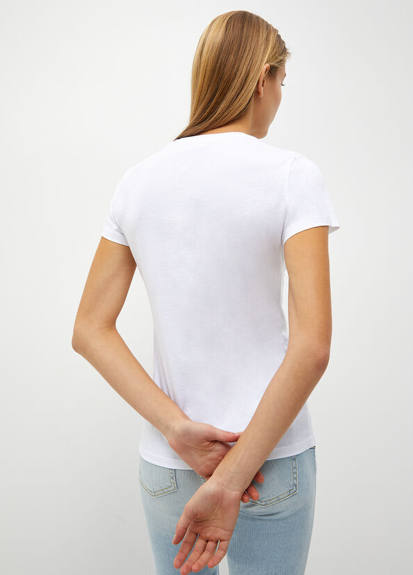 Women's Liu Jo Eco-Friendly With Logo Tops White | HCI-302641