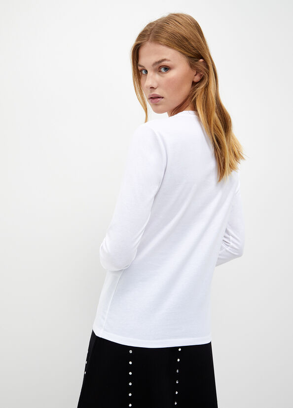 Women's Liu Jo Eco-Friendly With Logo Tops White | LSV-194605