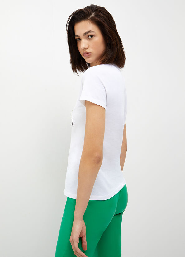 Women's Liu Jo Eco-Friendly With Logo Tops White | QRS-160583