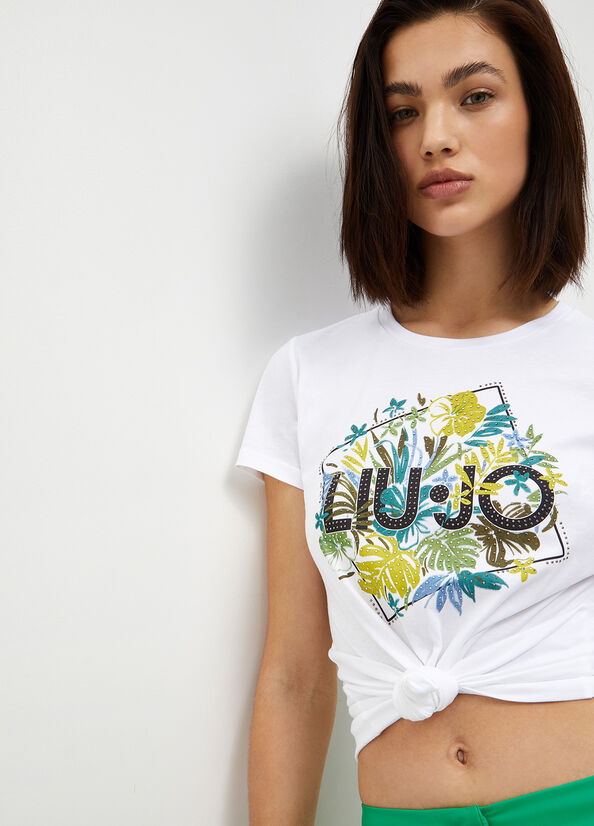 Women's Liu Jo Eco-Friendly With Logo Tops White | QRS-160583