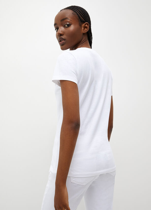 Women's Liu Jo Eco-Friendly With Logo Tops White | QSH-971548