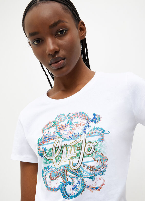 Women's Liu Jo Eco-Friendly With Logo Tops White | QSH-971548