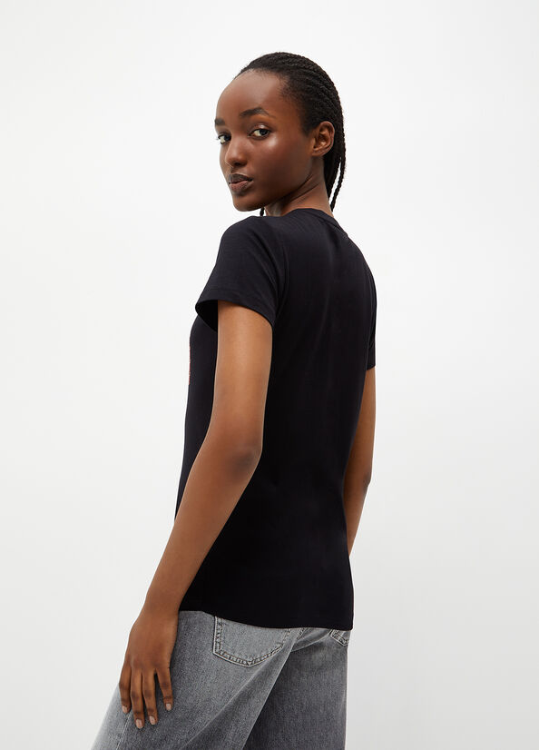 Women's Liu Jo Eco-Friendly With Logo Tops Black | UHV-079568