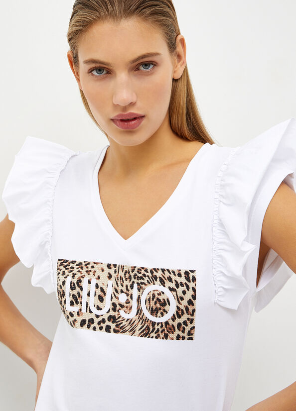 Women's Liu Jo Eco-Friendly With Logo Tops White | UNI-570418