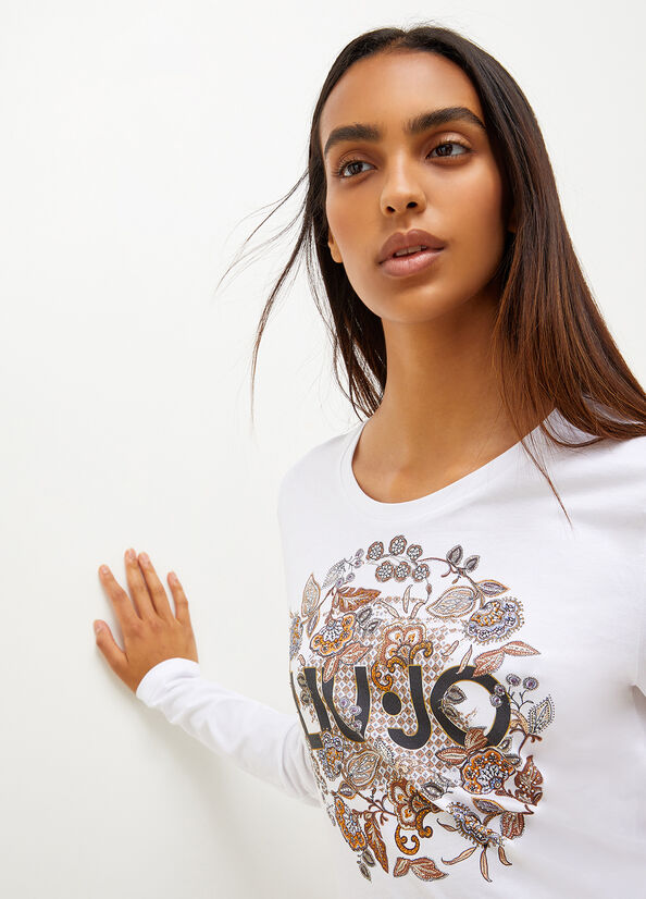 Women's Liu Jo Eco-Friendly With Print T Shirts White | QBT-613094