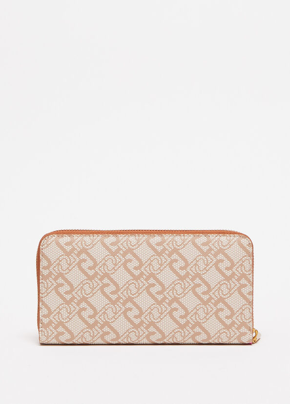 Women's Liu Jo Eco-Friendly With Print Wallets Beige | HVG-843759