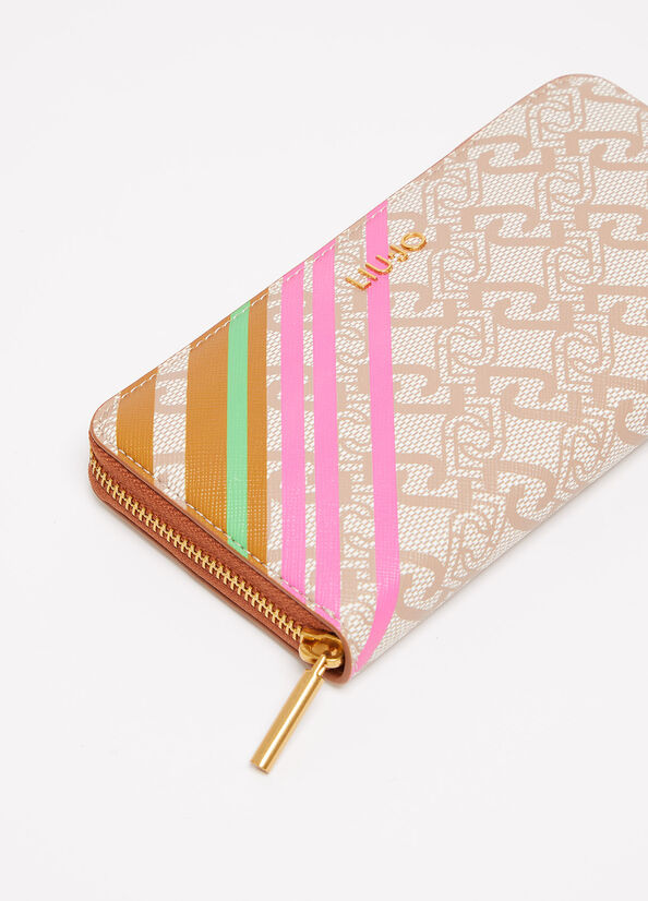 Women's Liu Jo Eco-Friendly With Print Wallets Beige | HVG-843759