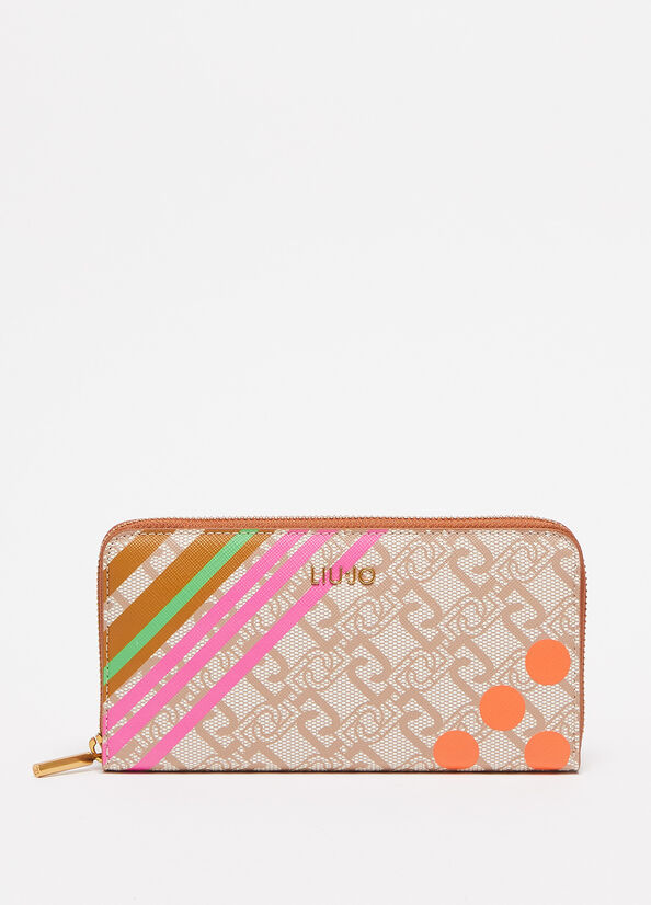 Women\'s Liu Jo Eco-Friendly With Print Wallets Beige | HVG-843759