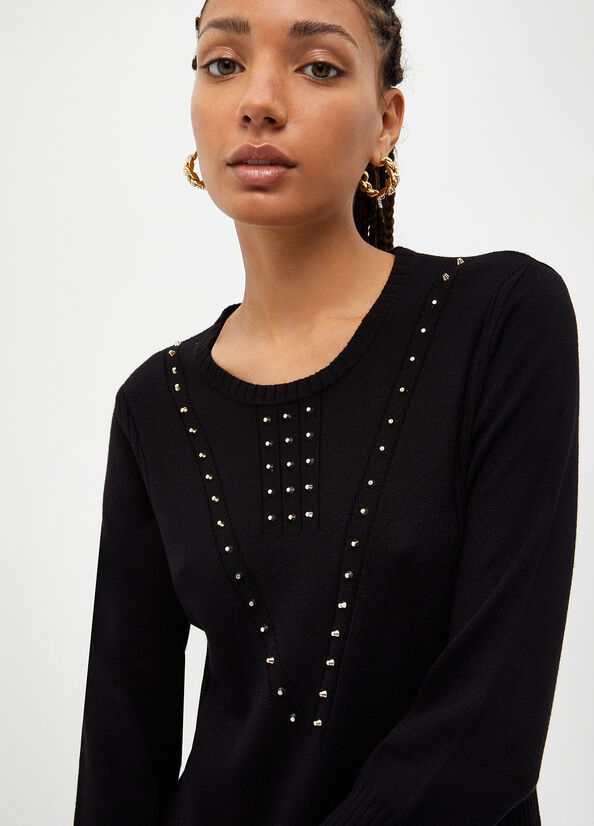 Women's Liu Jo Eco-Friendly With Studs Dress Black | VHA-752319