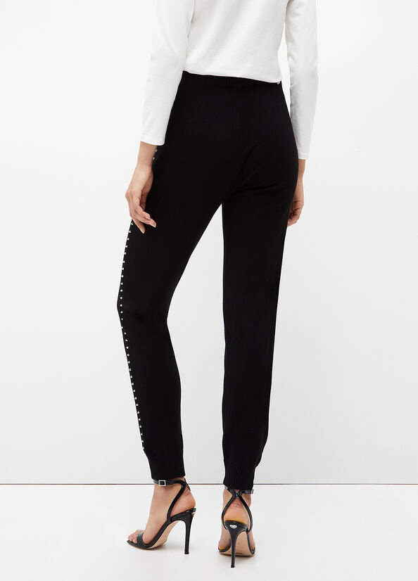 Women's Liu Jo Eco-Friendly With Studs Pants Black | WBD-487530