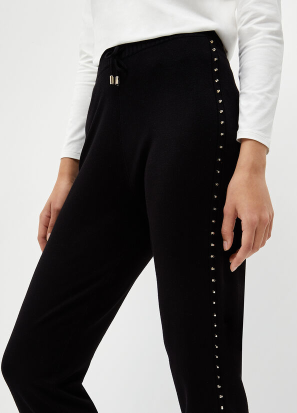 Women's Liu Jo Eco-Friendly With Studs Pants Black | WBD-487530