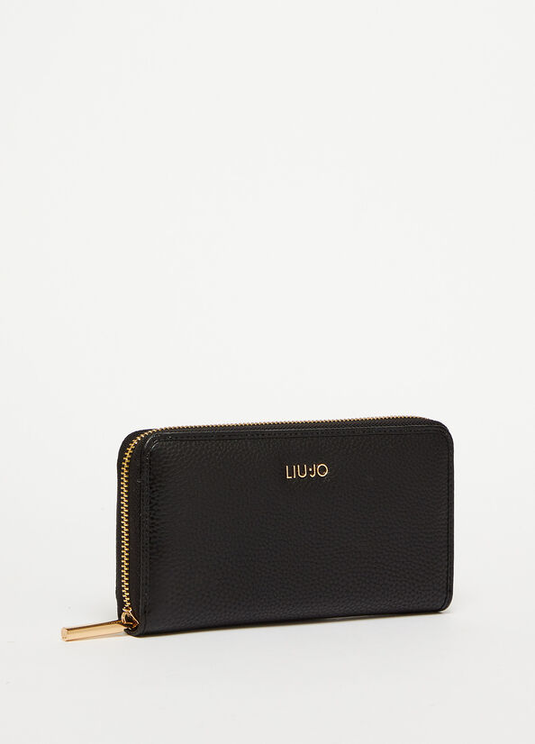 Women's Liu Jo Eco-Friendly Zip-Around Wallets Black | SBE-820634