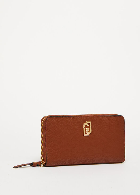 Women's Liu Jo Eco-Friendly Zip-Around Wallets Brown | VFI-650387