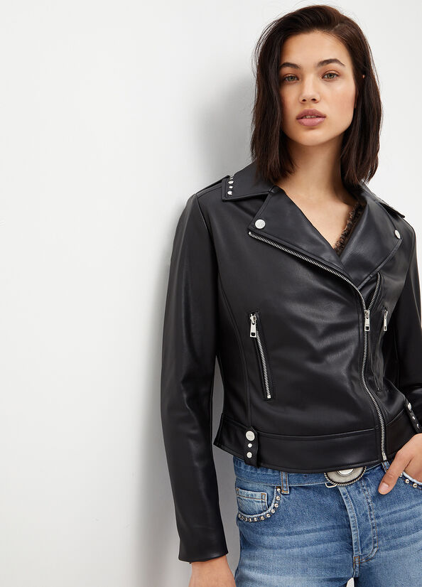 Women's Liu Jo Fabric Biker Jackets Black | UYV-420875