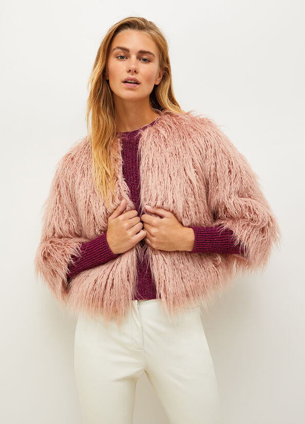 Women\'s Liu Jo Faux Fur Jackets Pink | TUO-582673