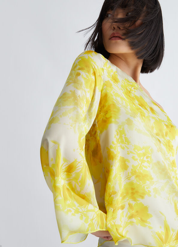 Women's Liu Jo Floral Blouse Shirts Yellow | WUZ-947231