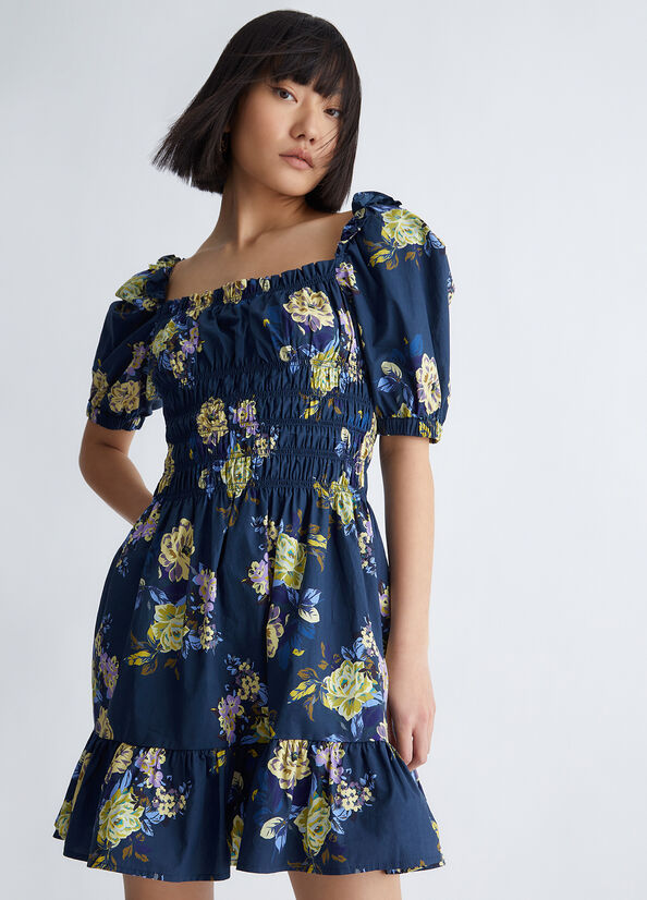 Women\'s Liu Jo Floral Denim Dress Blue | BMX-960734