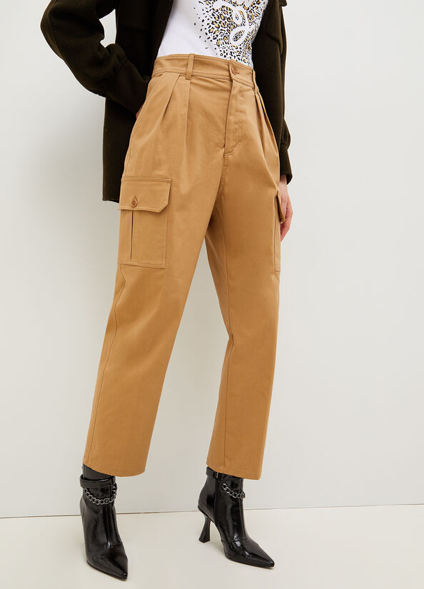 Women\'s Liu Jo Gabardine Cargo Pants Brown | PDT-876345