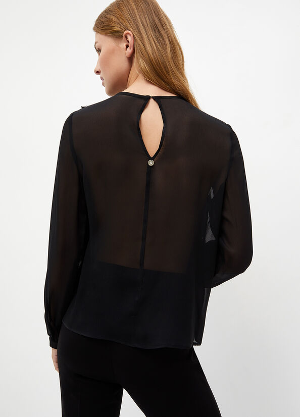 Women's Liu Jo Georgette Blouse Shirts Black | YNG-235087