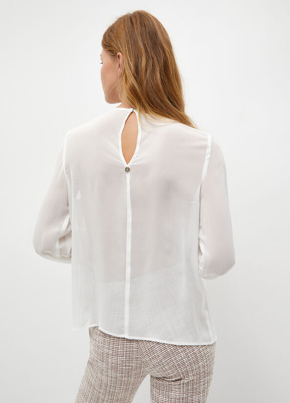 Women's Liu Jo Georgette Blouse Shirts White | GHU-382750